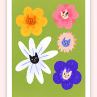 Gosia Nowak ilustracja koty kwiaty