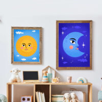 Zestaw plakatów dla dzieci: Słońce i Księżyc