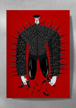 plakat ilustracja modowa, moda czarnobiałe czarne czerwone postać queer LGBTQ+