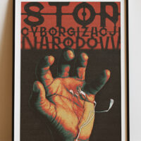 plakat "stop cyborgizacji narodów" ramka z passe partout