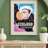 Plakat Szklana pogoda z Małgorzatą Ostrowską. Retro plakat idealny na prezent na dzień matki i dzień kobiet.